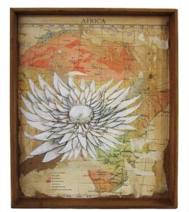 FAITH 47 - 'the unstable earth' 26x21cm. oil and montage on wood.