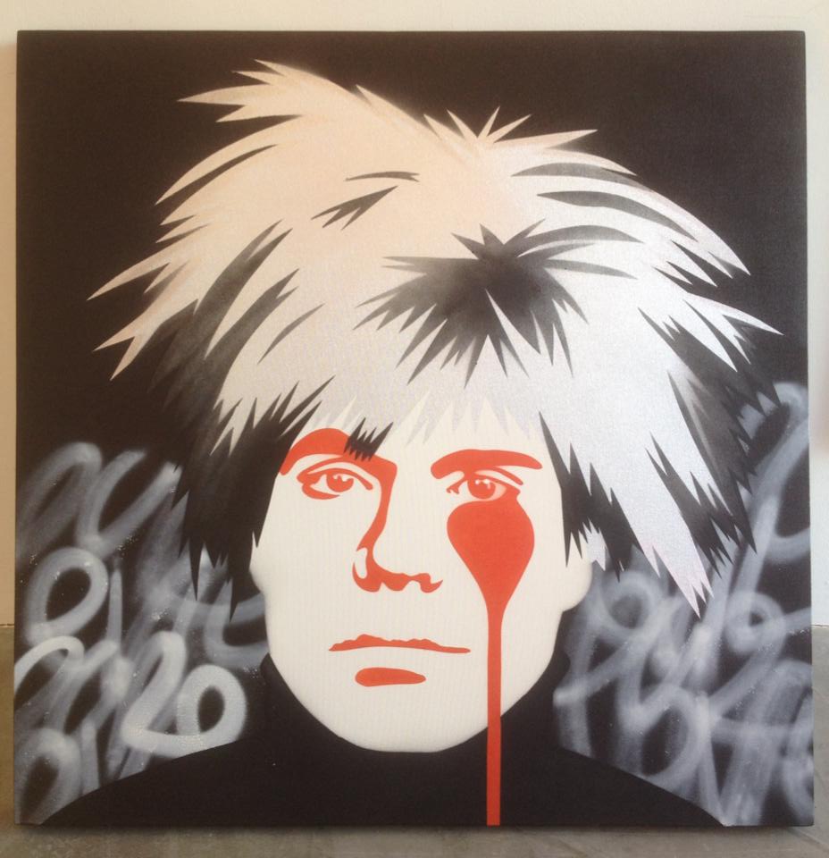 Andy Warhol's Nightmare - Pure Evil 100 x 100 cm stencil spray paint on canvas