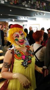 Marnie Scarlet, post performance, back in the day wear