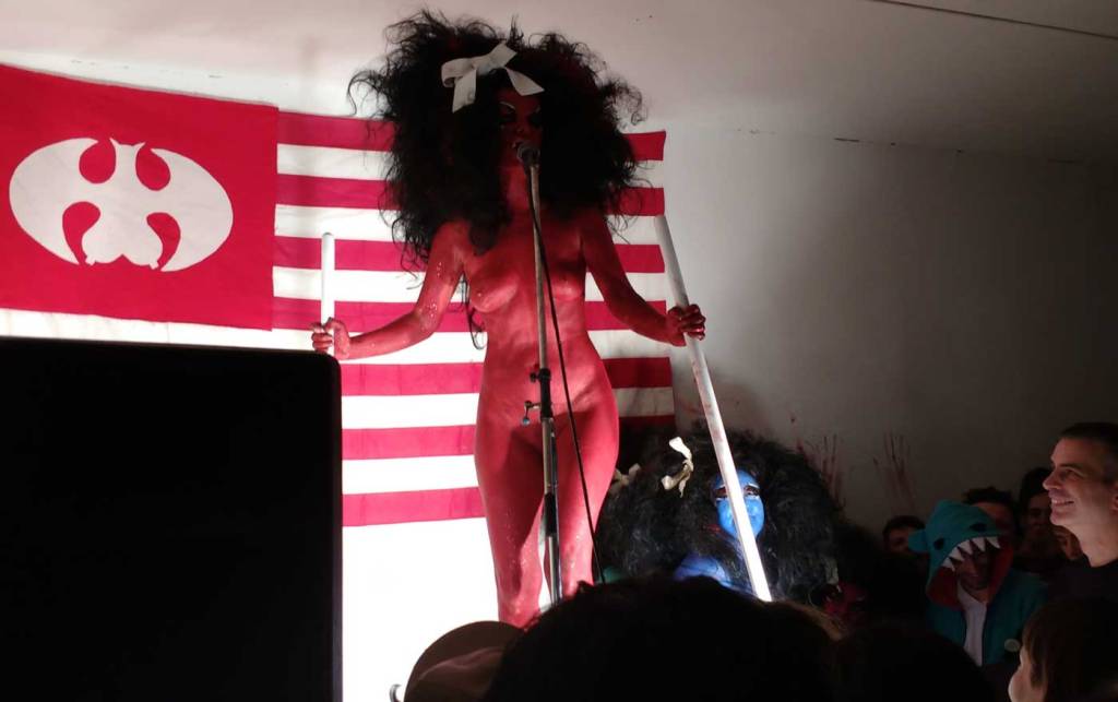 ORGAN THING: Paint, mess, big hair, glam rock, New York performance artist Kembra Pfahler opens her London show in glorious&nbsp;style….