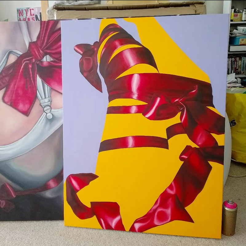 This image has an empty alt attribute; its file name is emma_harvey_mixtape4_c.jpg EMMA HARVEY - the cure - oil and acrylic on canvas, 40x30", 2023