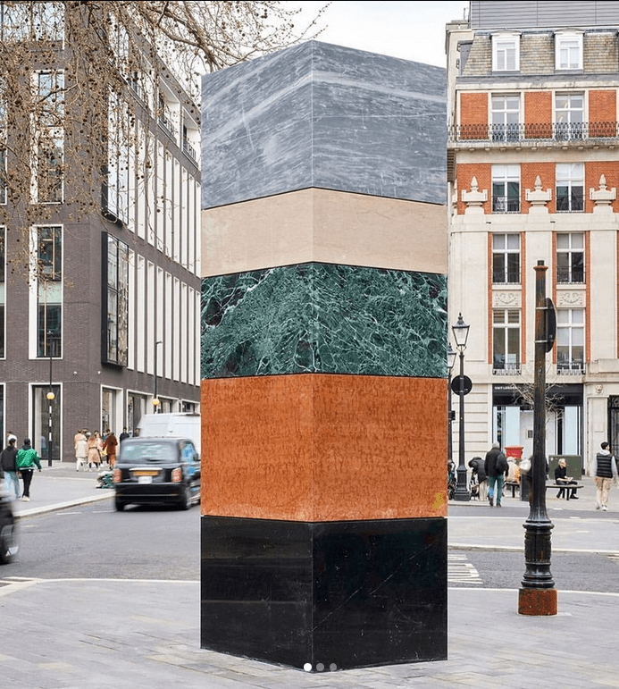 ORGAN THING: A new Sean Scully piece, Landline, was unveiled today, a public sculpture standing there in London’s Hanover&nbsp;Square…